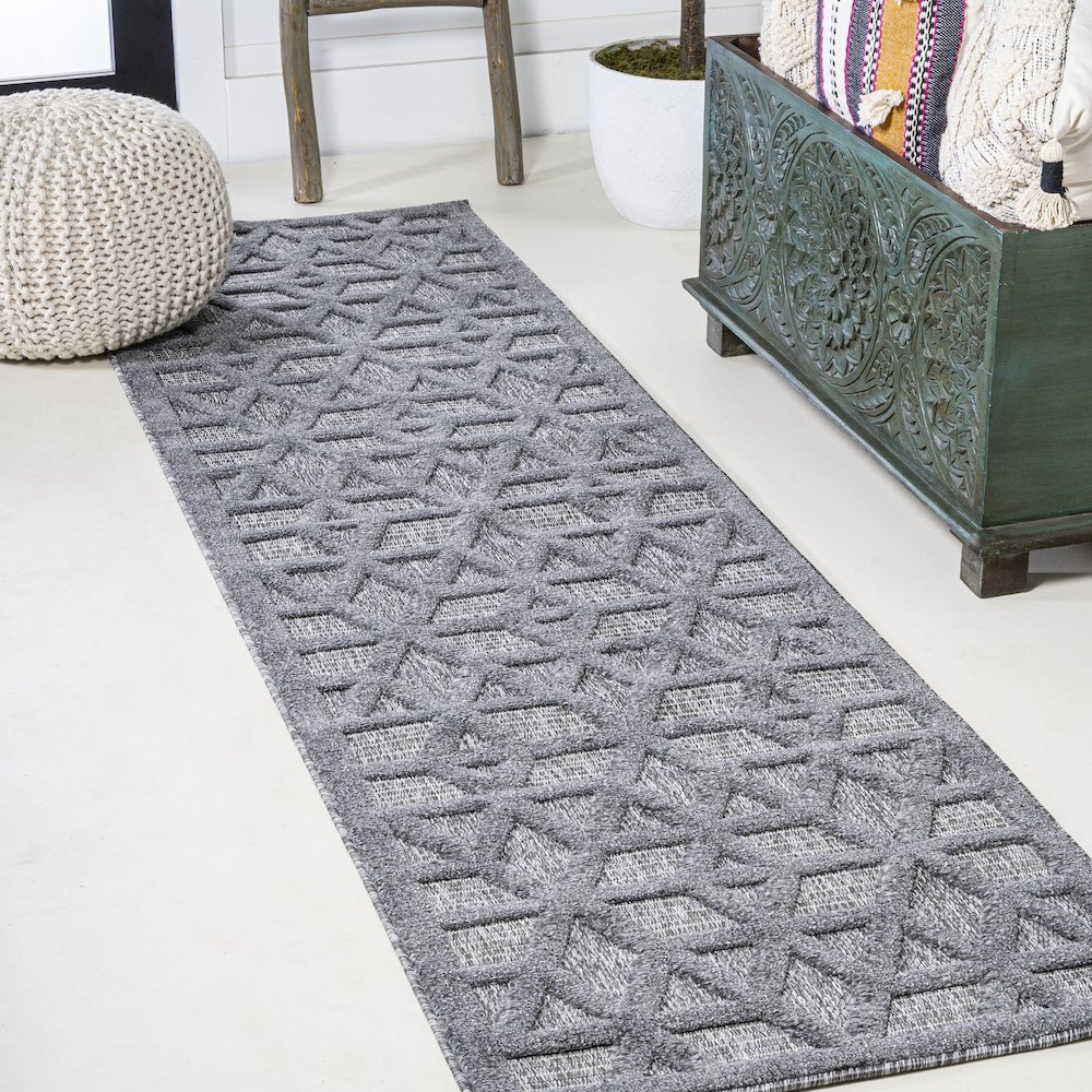 Talaia Neutral Geometric Indoor/Outdoor Area Rug. Picture 2