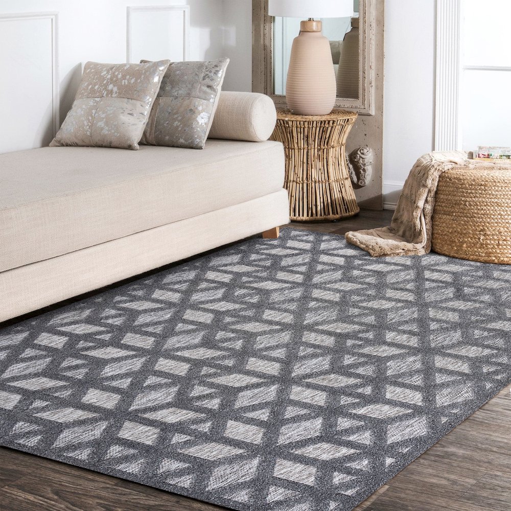 Talaia Neutral Geometric Indoor/Outdoor Area Rug. Picture 16