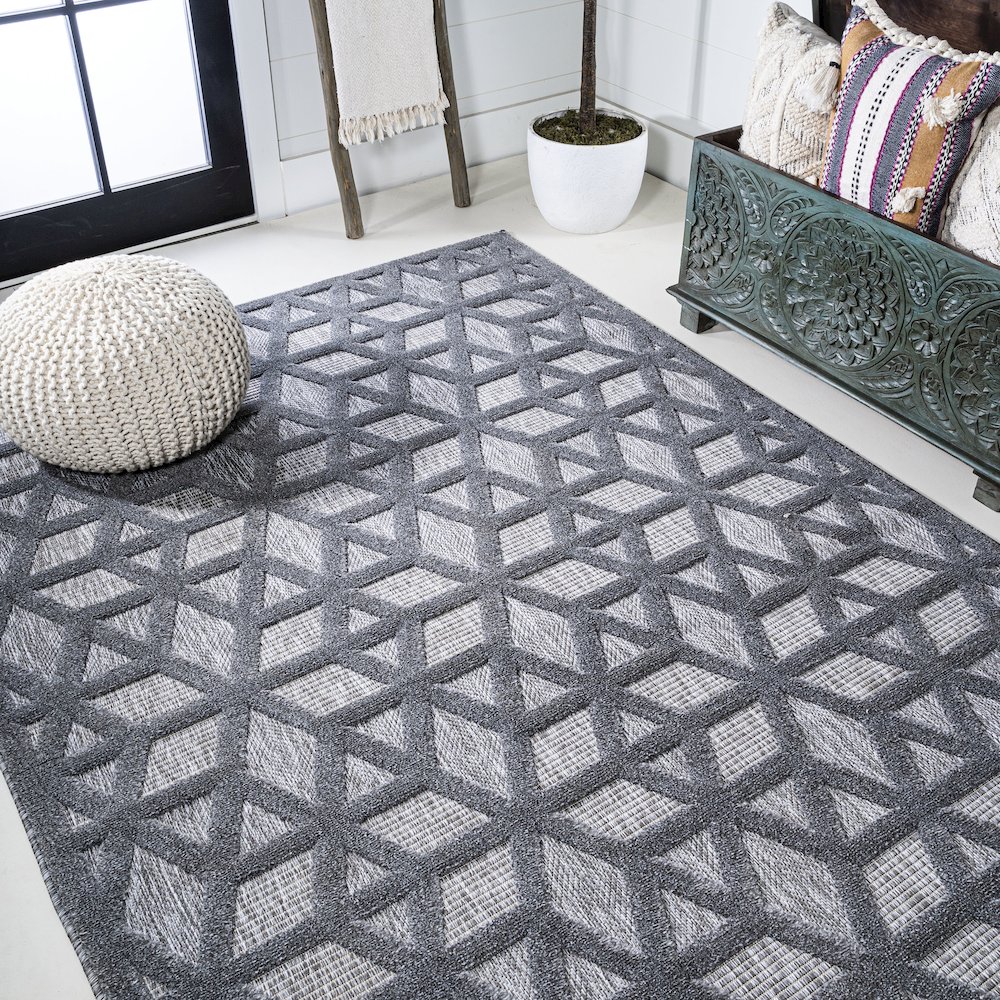 Talaia Neutral Geometric Indoor/Outdoor Area Rug. Picture 4