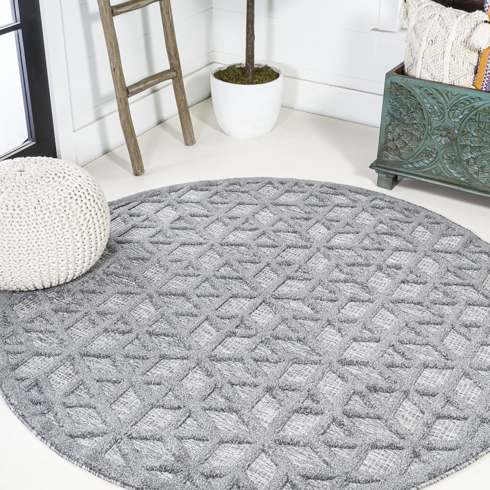 Talaia Neutral Geometric Indoor/Outdoor Area Rug. Picture 2