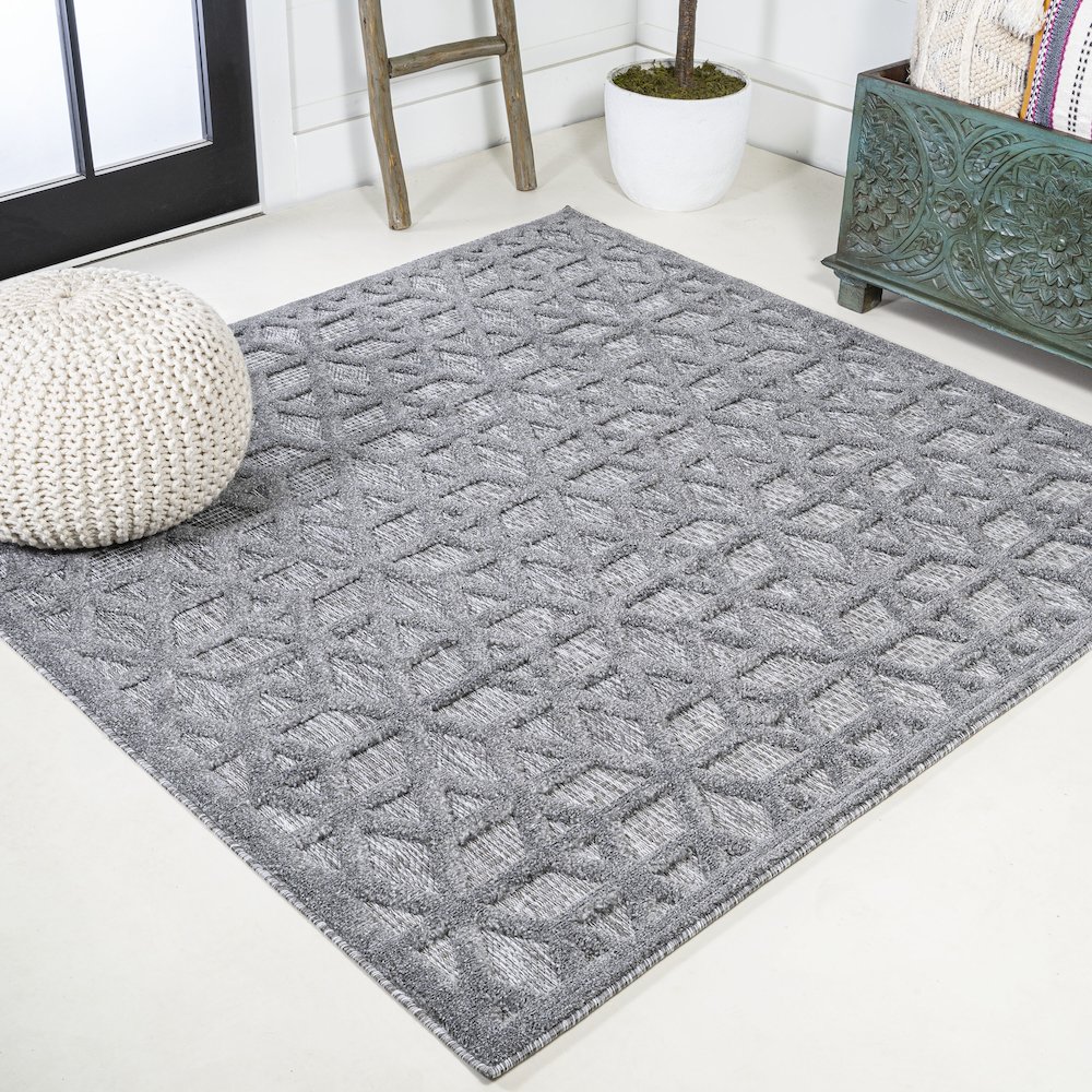 Talaia Neutral Geometric Indoor/Outdoor Area Rug. Picture 2