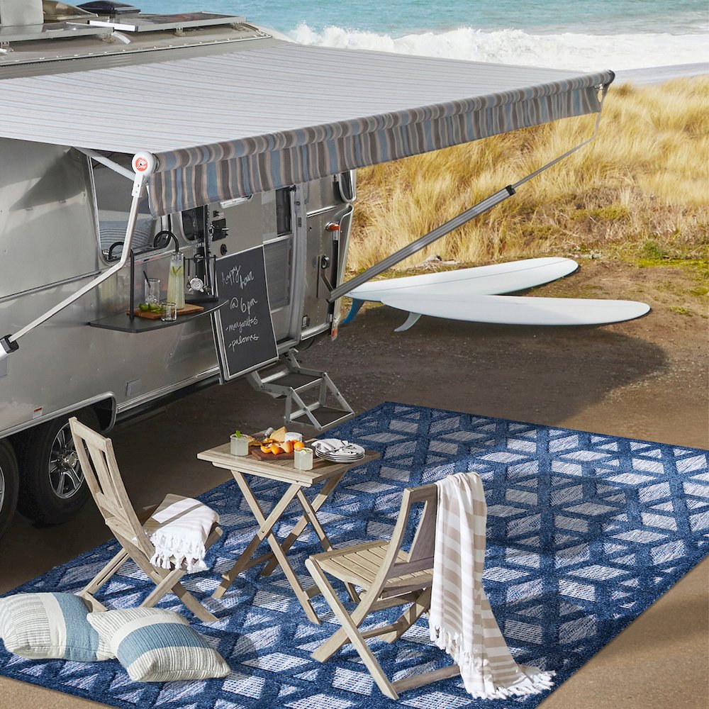 Talaia Neutral Geometric Indoor/Outdoor Area Rug. Picture 9
