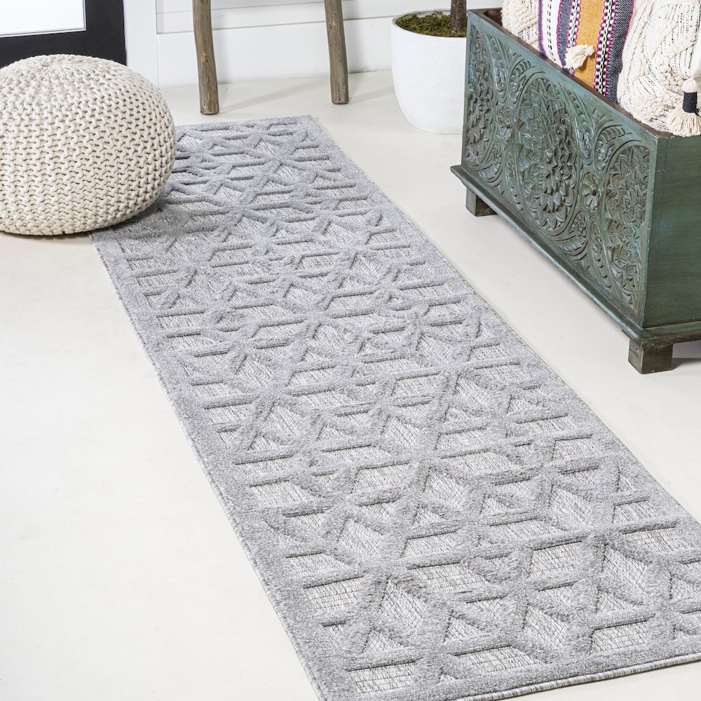 Talaia Neutral Geometric Indoor/Outdoor Area Rug. Picture 2