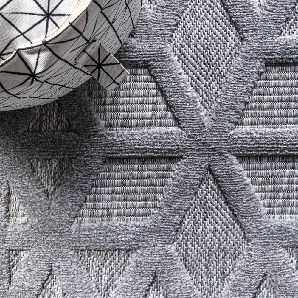 Talaia Neutral Geometric Indoor/Outdoor Area Rug. Picture 4