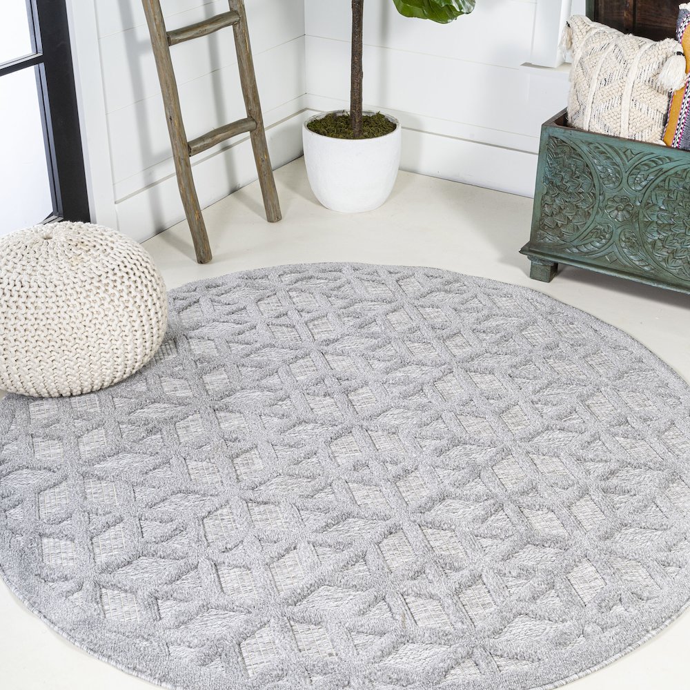 Talaia Neutral Geometric Indoor/Outdoor Area Rug. Picture 2