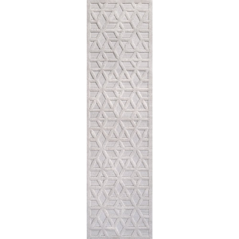 Talaia Neutral Geometric Indoor/Outdoor Area Rug. Picture 1