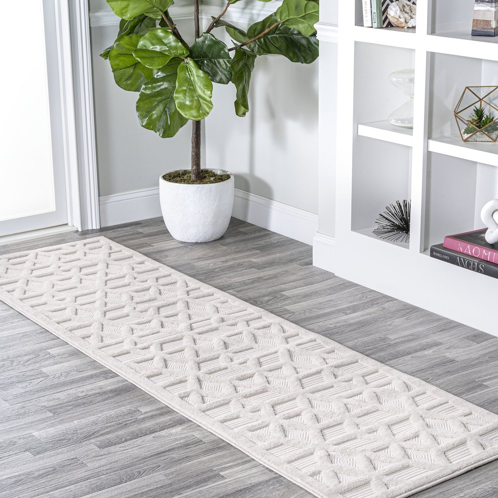 Talaia Neutral Geometric Indoor/Outdoor Area Rug. Picture 2