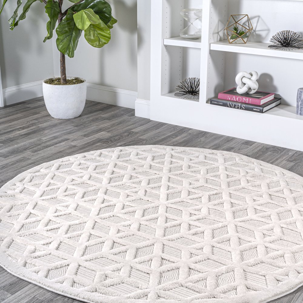 Talaia Neutral Geometric Indoor/Outdoor Area Rug. Picture 2