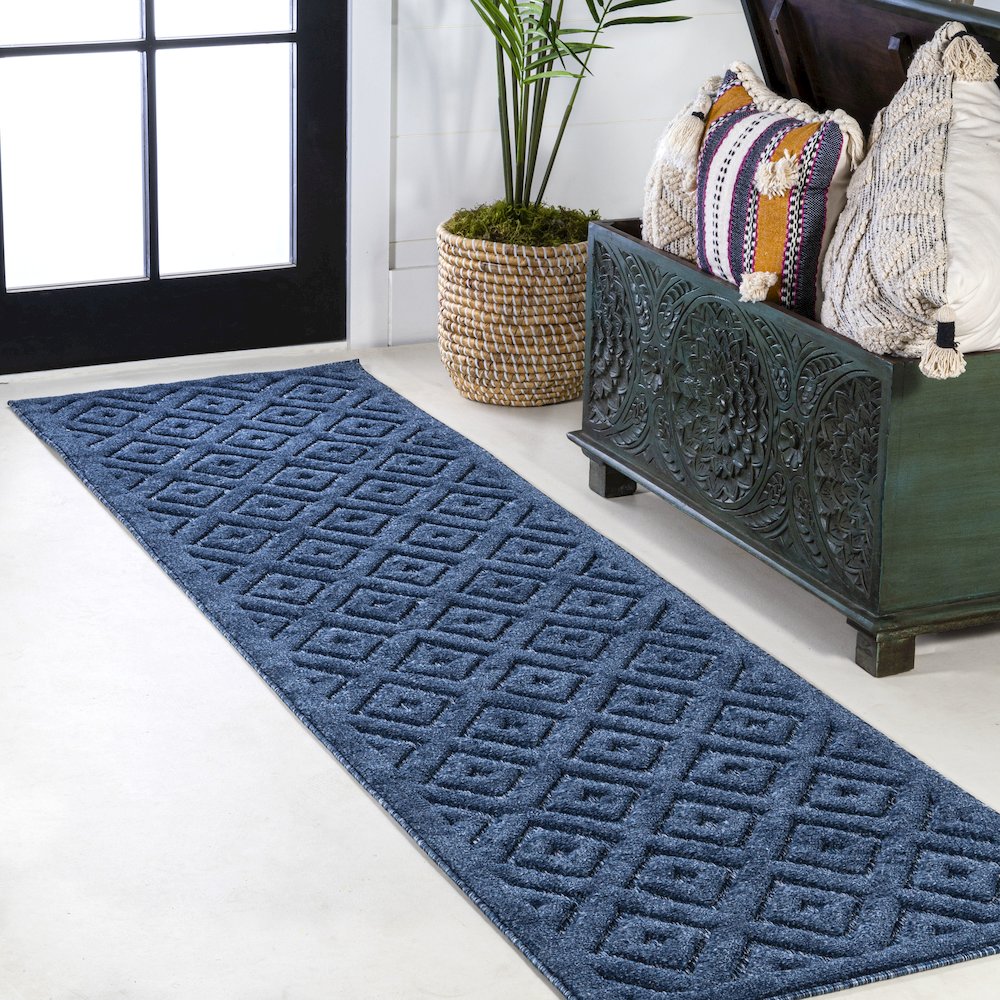 Portmany Neutral Diamond Trellis Indoor/Outdoor Area Rug. Picture 2