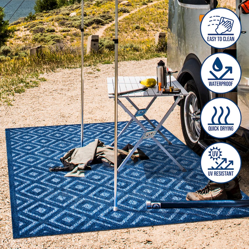 Portmany Neutral Diamond Trellis Indoor/Outdoor Area Rug. Picture 10
