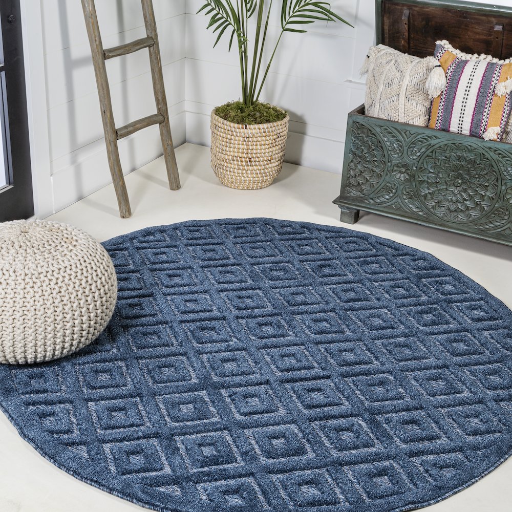 Portmany Neutral Diamond Trellis Indoor/Outdoor Area Rug. Picture 2