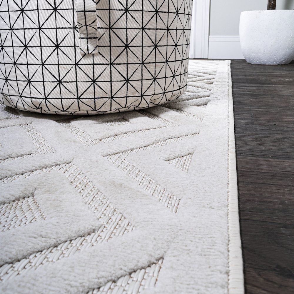 Portmany Neutral Diamond Trellis Indoor/Outdoor Area Rug. Picture 7