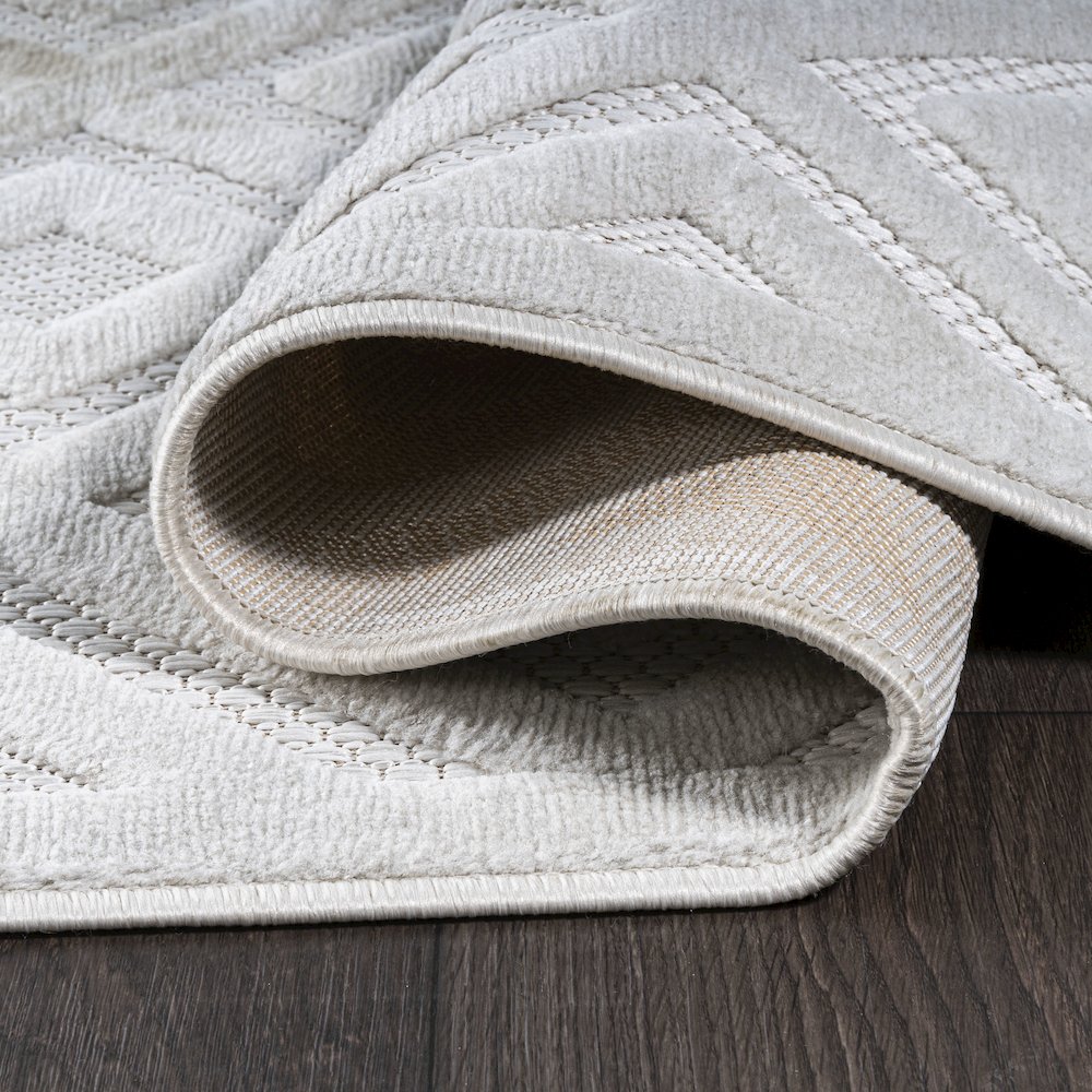 Portmany Neutral Diamond Trellis Indoor/Outdoor Area Rug. Picture 8