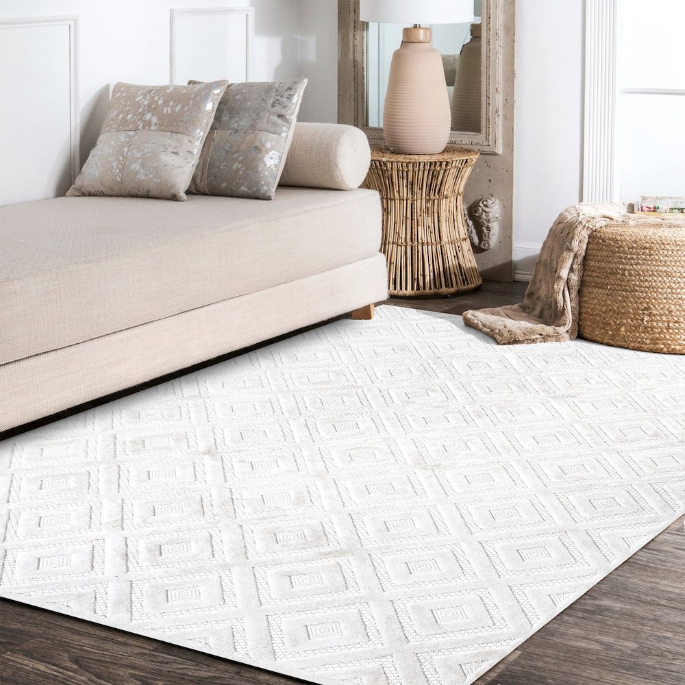 Portmany Neutral Diamond Trellis Indoor/Outdoor Area Rug. Picture 16