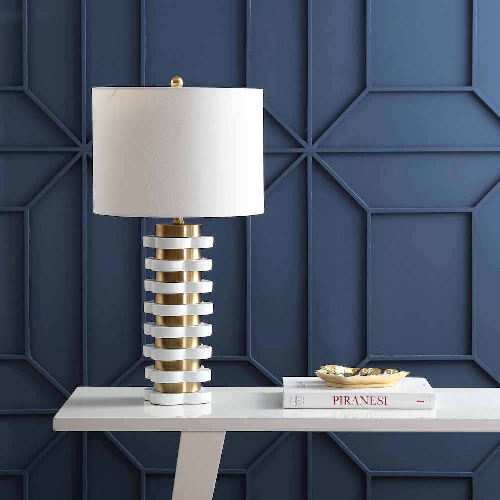 Wellington Quatrefoil Striped Resin Led Table Lamp. Picture 6