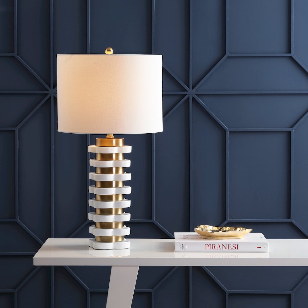 Wellington Quatrefoil Striped Resin Led Table Lamp. Picture 5