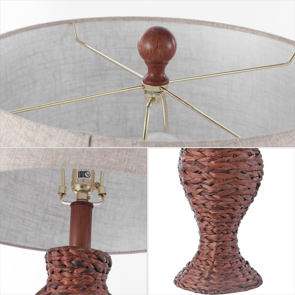 Elicia Coastal Cottage Water Hyacinth Weave Led Table Lamp. Picture 2