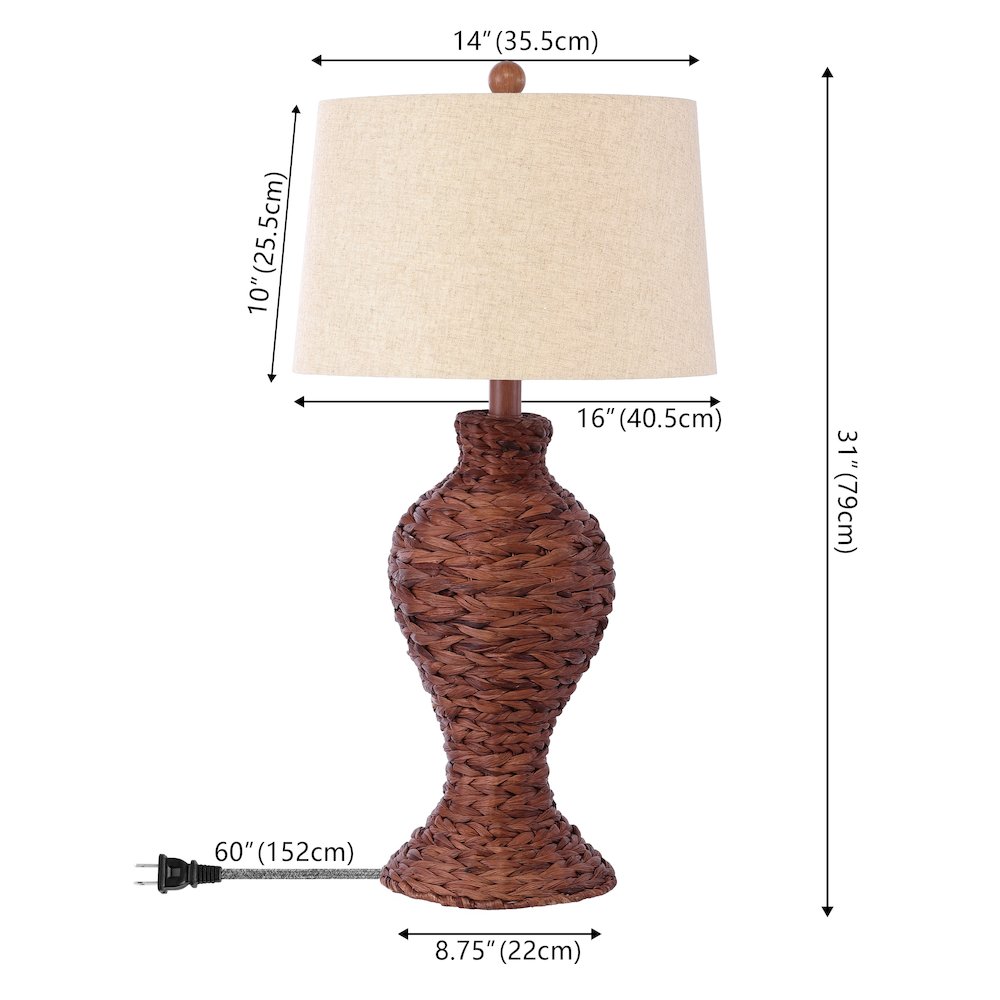 Elicia Coastal Cottage Water Hyacinth Weave Led Table Lamp. Picture 3