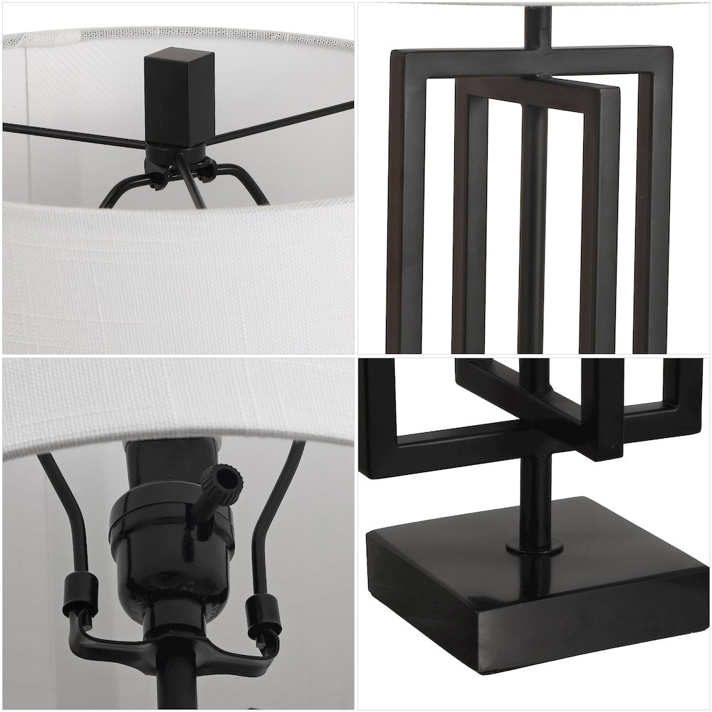 Anya Modern Geometric Rectangular Metal LED Table Lamp with Marble Base. Picture 4