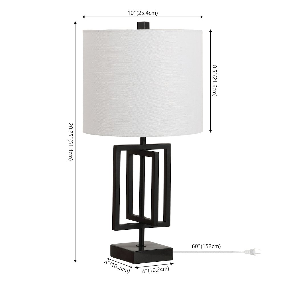 Anya Modern Geometric Rectangular Metal LED Table Lamp with Marble Base. Picture 5