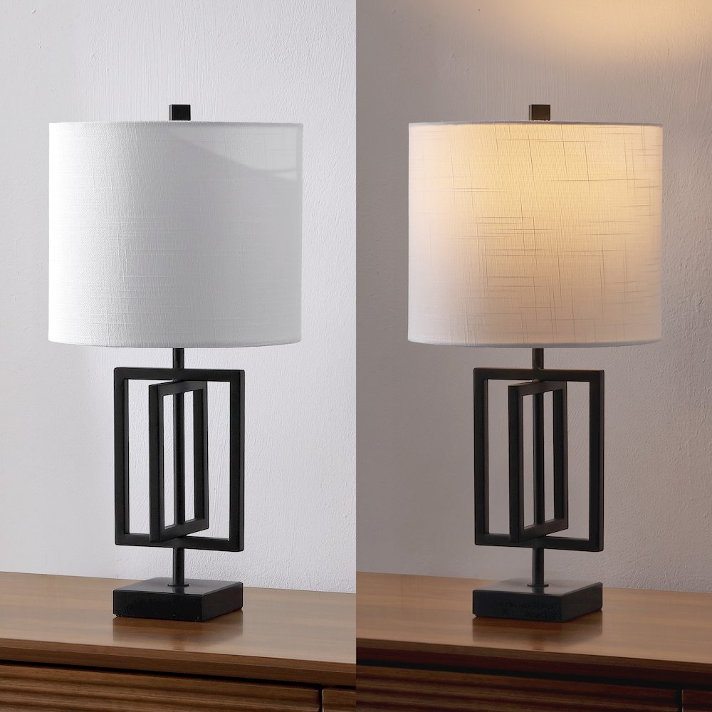 Anya Modern Geometric Rectangular Metal LED Table Lamp with Marble Base. Picture 6