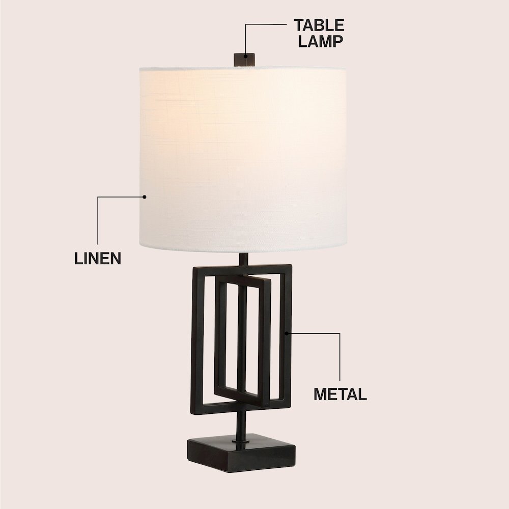 Anya Modern Geometric Rectangular Metal LED Table Lamp with Marble Base. Picture 3