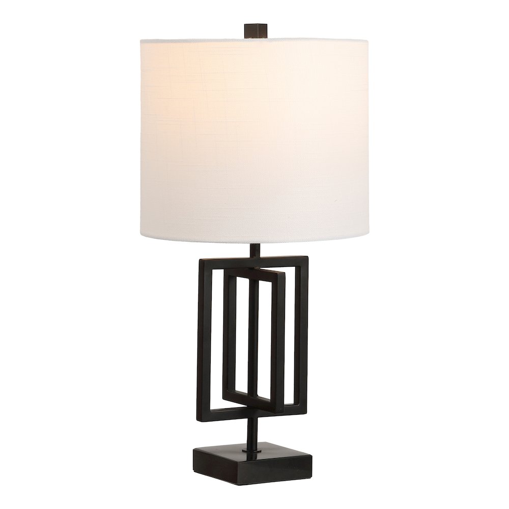 Anya Modern Geometric Rectangular Metal LED Table Lamp with Marble Base. Picture 1