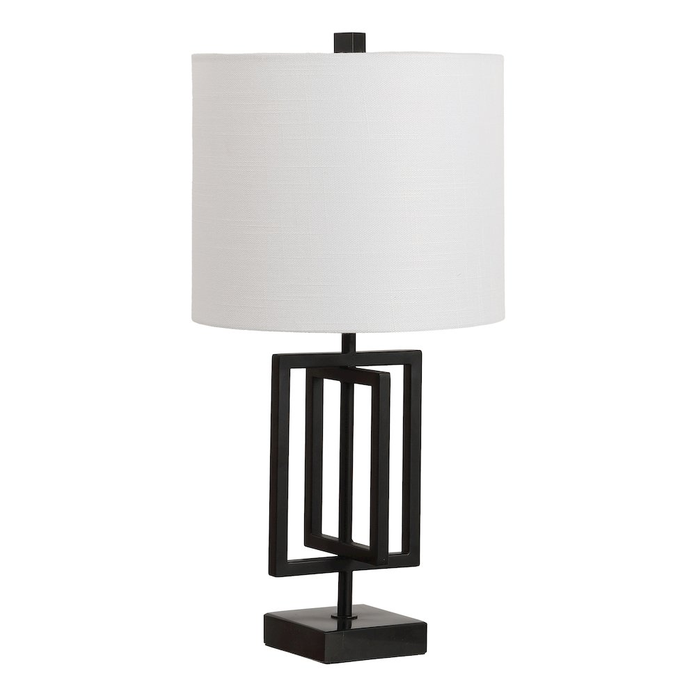 Anya Modern Geometric Rectangular Metal LED Table Lamp with Marble Base. Picture 8