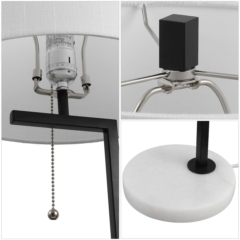 Alyssa 24.5" Metal/Marble LED Table Lamp, Black. Picture 4