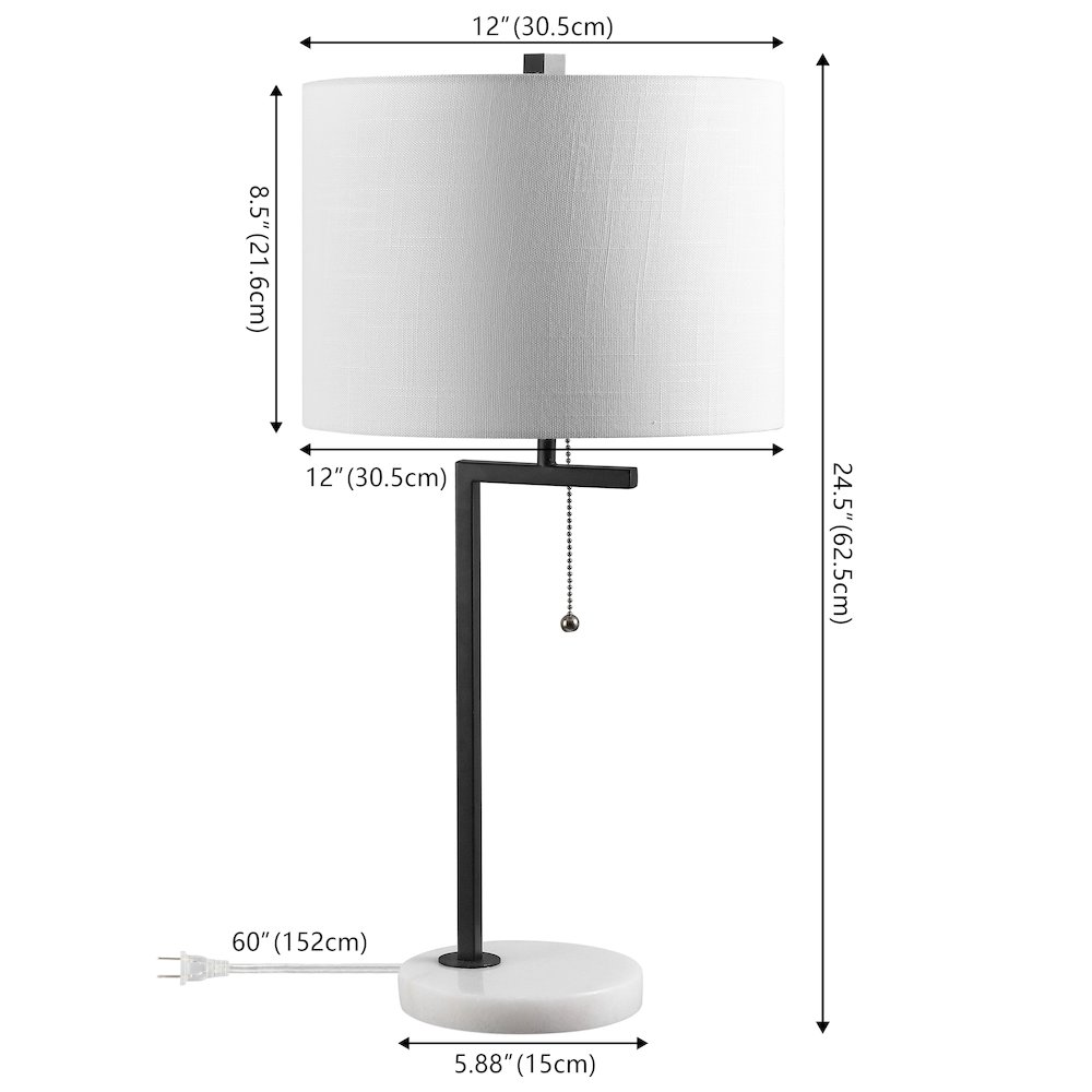 Alyssa 24.5" Metal/Marble LED Table Lamp, Black. Picture 3