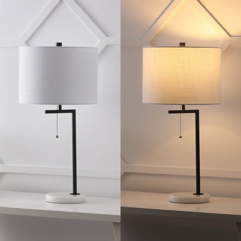 Alyssa 24.5" Metal/Marble LED Table Lamp, Black. Picture 5