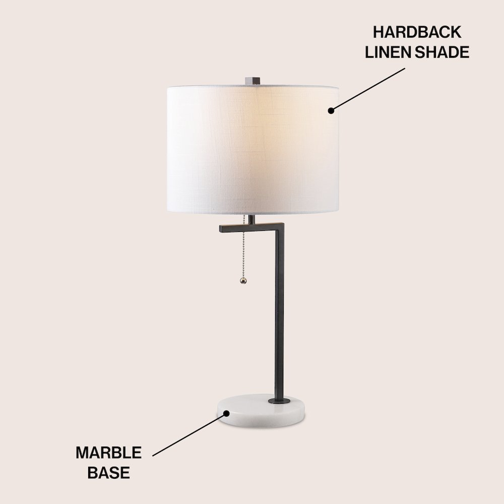Alyssa 24.5" Metal/Marble LED Table Lamp, Black. Picture 2