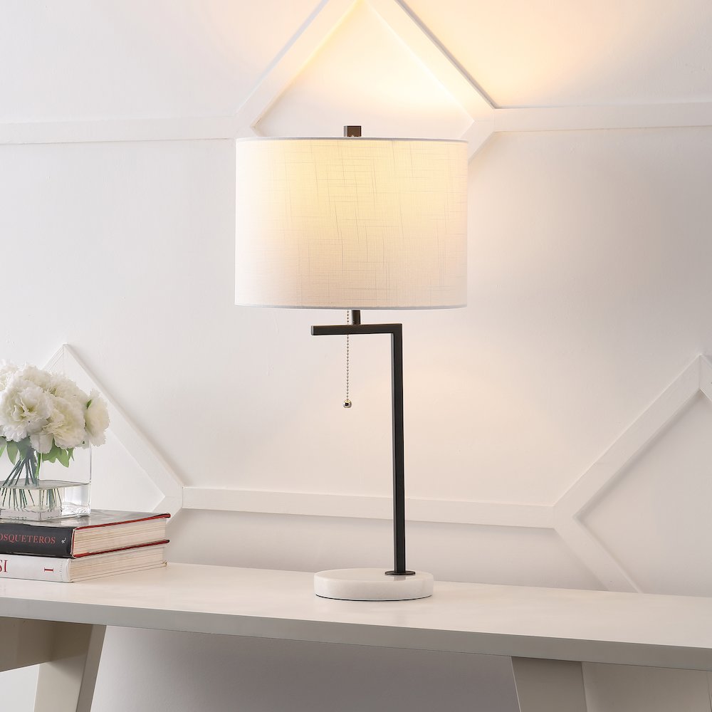 Alyssa 24.5" Metal/Marble LED Table Lamp, Black. Picture 6