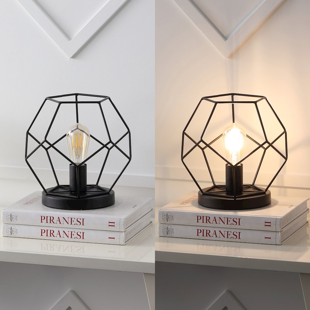 James Mid Century Glam Metal Geometric LED Table Lamp. Picture 2
