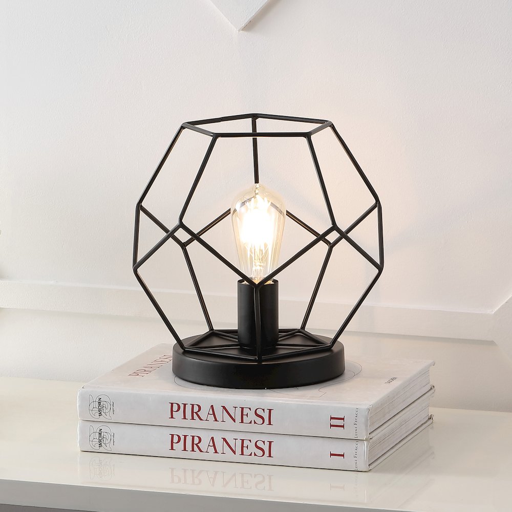 James Mid Century Glam Metal Geometric LED Table Lamp. Picture 3