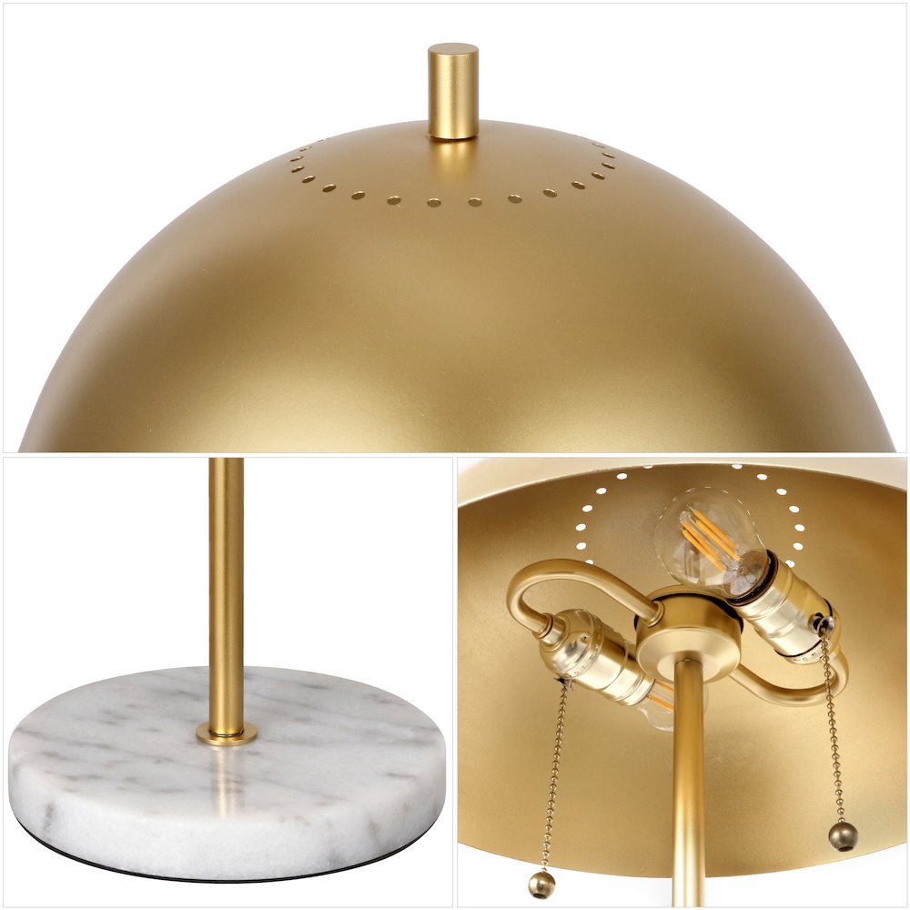 Ella Dome Metal With Marble Base Led Table Lamp. Picture 9