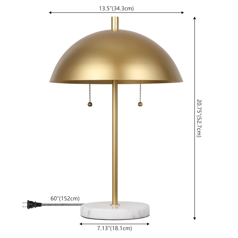 Ella Dome Metal With Marble Base Led Table Lamp. Picture 8