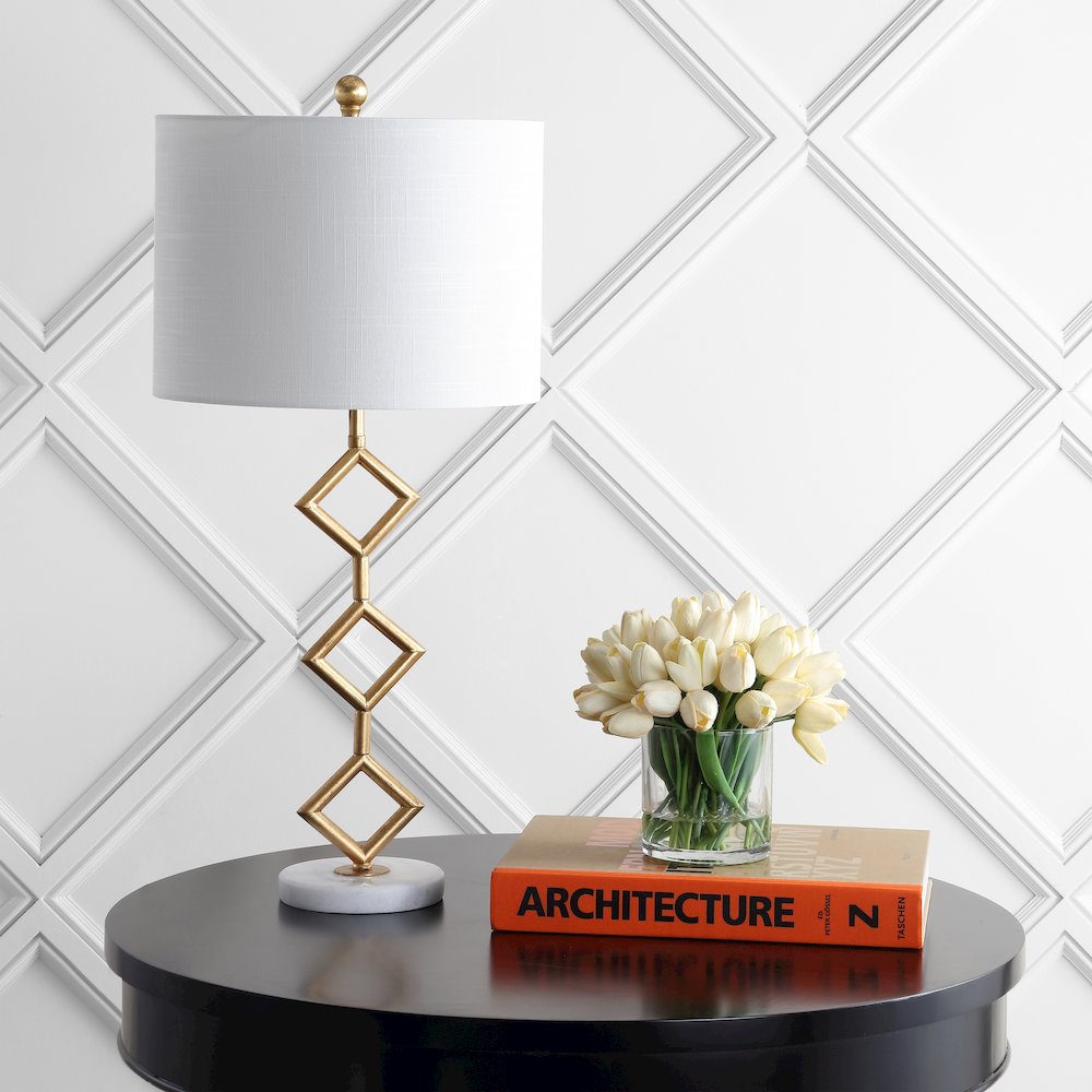 Diamante Modern Gilt Metal With Marble Base Led Table Lamp. Picture 6