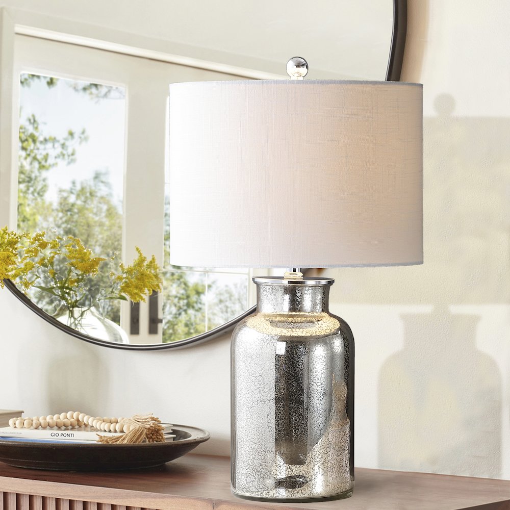 Emilia Trellis Pattern Glass Led Table Lamp. Picture 8