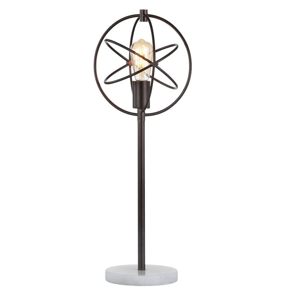 Atomic Caged Edison Bulb Metal/Marble Modern Led Table Lamp. Picture 1