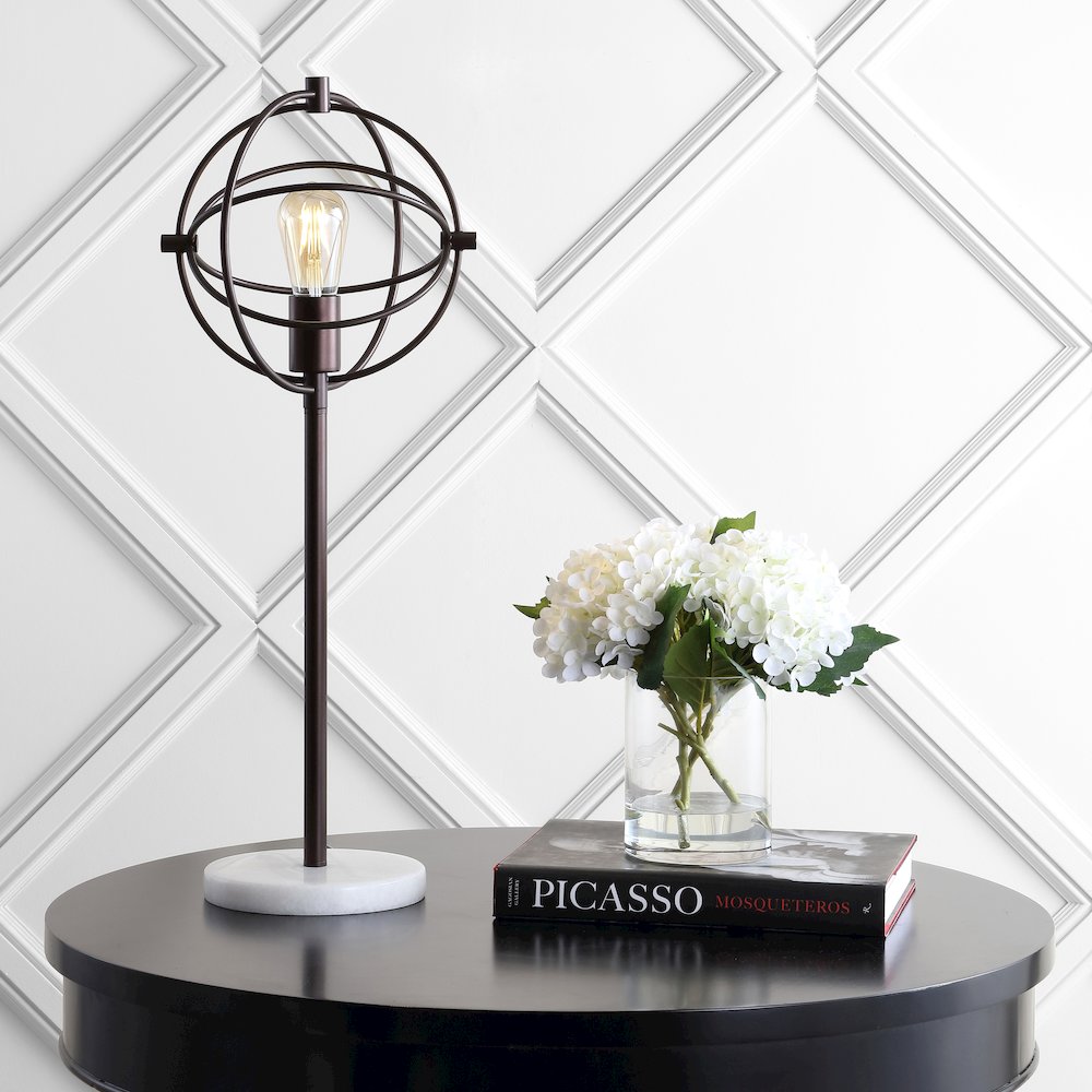 Atomic Caged Edison Bulb Metal/Marble Modern Led Table Lamp. Picture 5