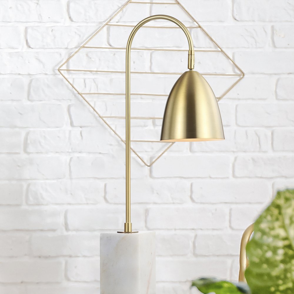 Ana Gold Arched Metal With Marble Base Led Table Lamp. Picture 7