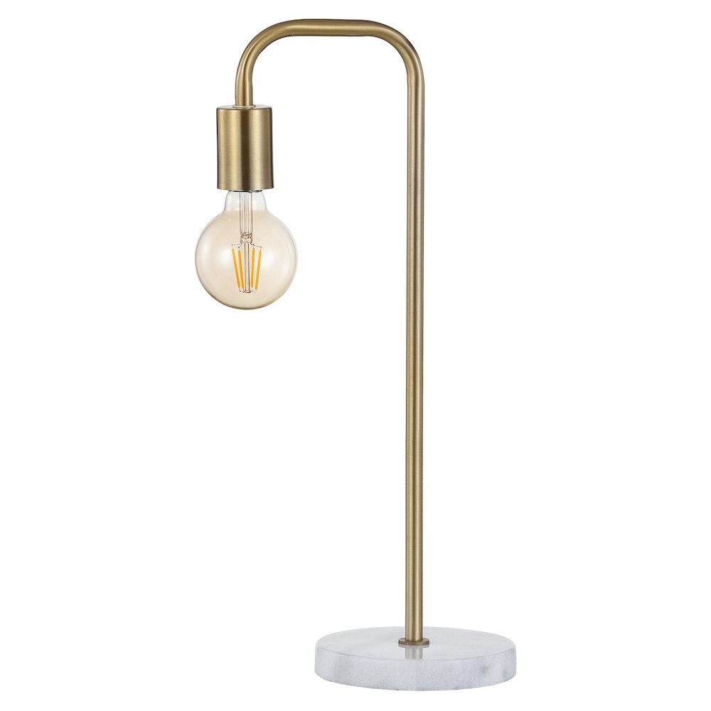 Axel Minimalist Glam Gold Pipe Metal/Marble Led Table Lamp. Picture 2
