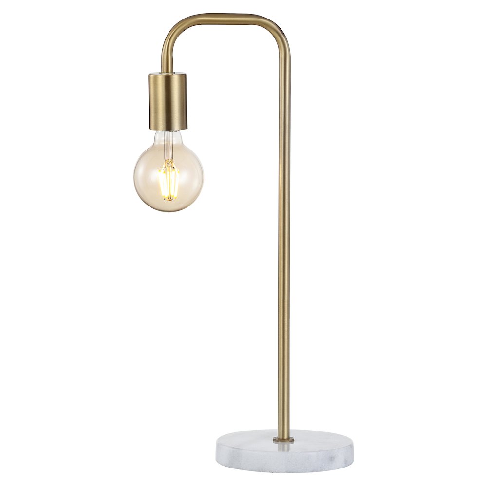 Axel Minimalist Glam Gold Pipe Metal/Marble Led Table Lamp. Picture 1