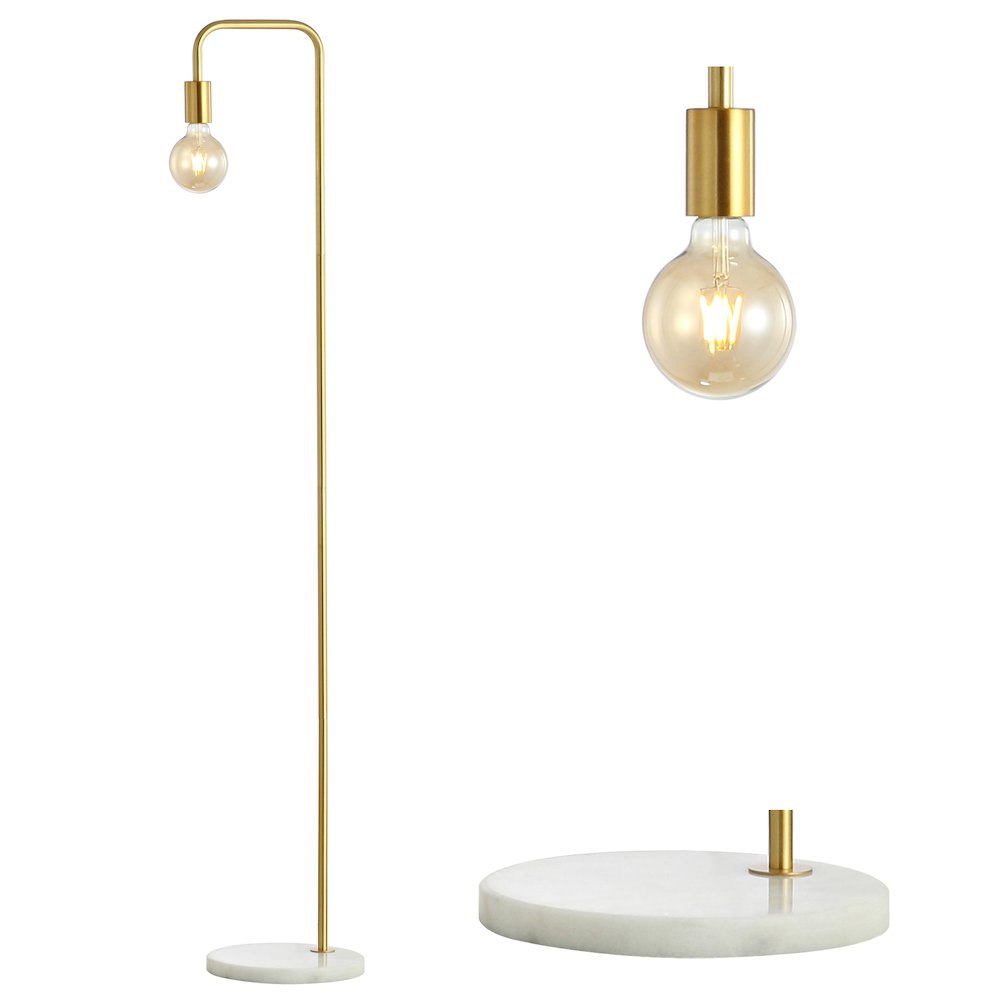 Vega Minimalist Edison Metal/Marble Floor Lamp. Picture 7