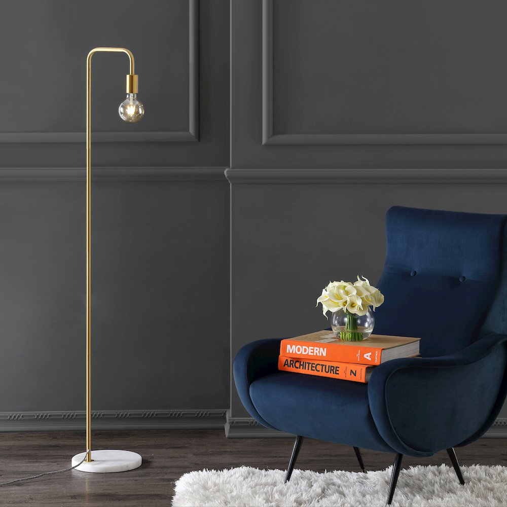 Vega Minimalist Edison Metal/Marble Floor Lamp. Picture 5