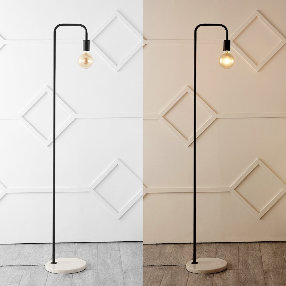 Vega Minimalist Edison Metal/Marble Led Floor Lamp. Picture 6