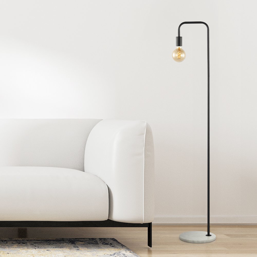 Vega Minimalist Edison Metal/Marble Led Floor Lamp. Picture 3