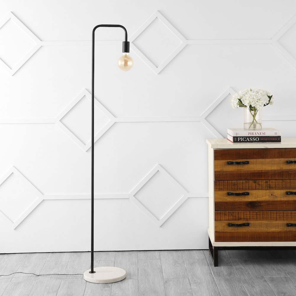 Vega Minimalist Edison Metal/Marble Led Floor Lamp. Picture 1