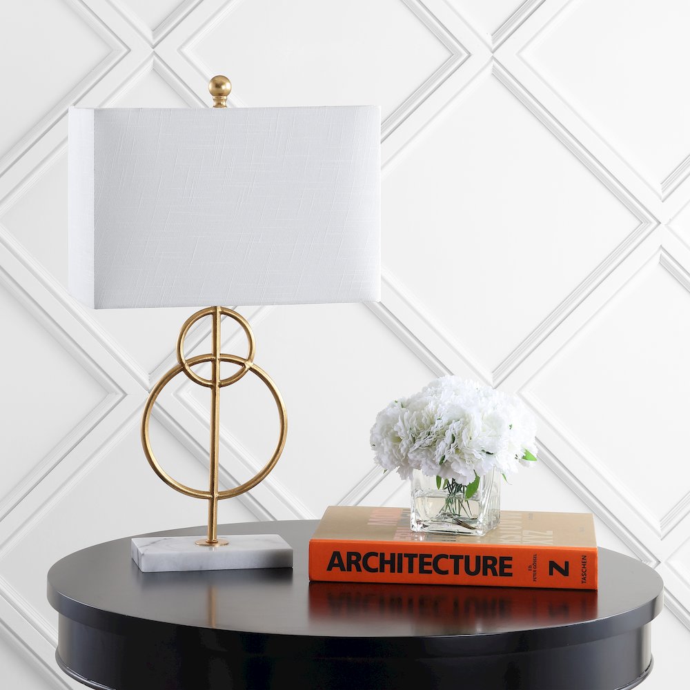 Haines Modern Circle Marble/Metal Led Table Lamp. Picture 6